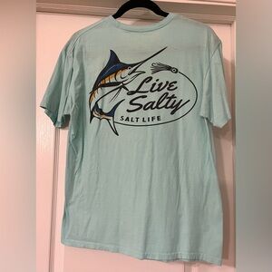 SALT LIFE Live Salty 100% Cotton Light Mint Green Short Sleeve CrewNeck Tee